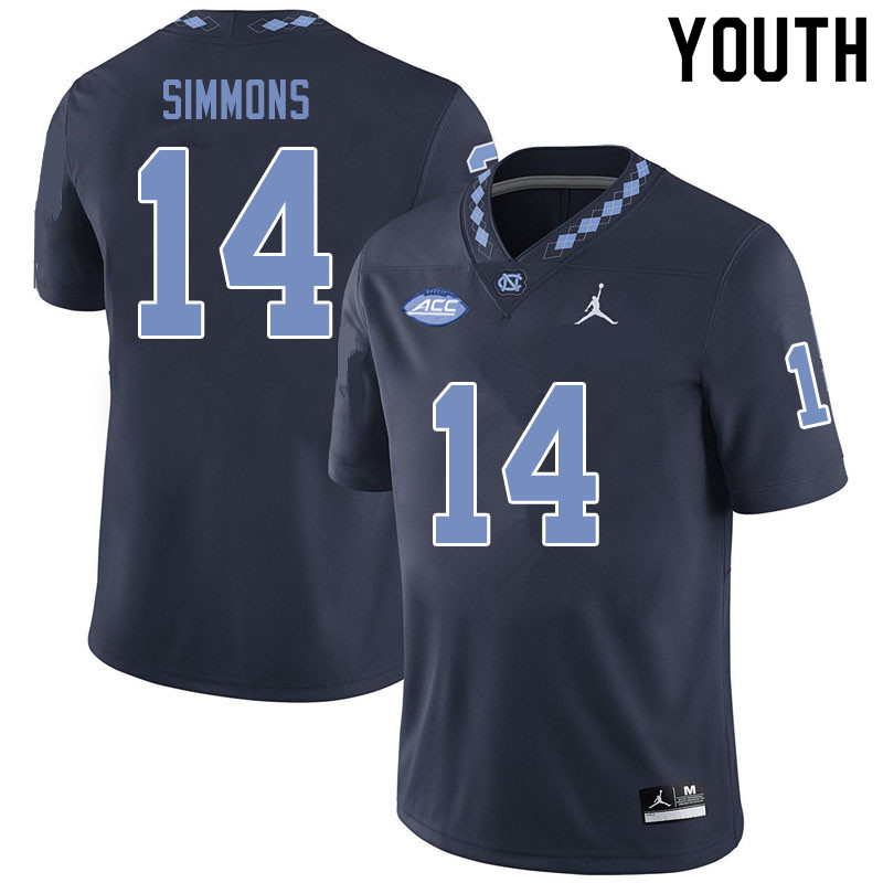 Jordan Brand Youth #14 Emery Simmons North Carolina Tar Heels College Football Jerseys Sale-Black